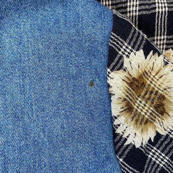 Vintage Croft & Barrow Medium Chambray Plaid Sunflower Layered Vest Midi Dress - Picture 9 of 12